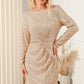 Twisted Long Sleeve Ruched Mini Sequin Dress