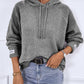 Texture Drawstring Long Sleeve Hooded Sweater