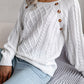 Decorative Button Cable-Knit Sweater