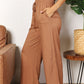 Double Take Drawstring Smocked Waist Wide Leg Pants