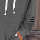 Cutout Dropped Shoulder Hoodie