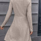 Decorative Button Mock Neck Long Sleeve Sweater Dress