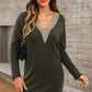 V-Neck Long Sleeve Mini Sweater Dress