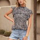 Ditsy Floral Mock Neck Cap Sleeve T-Shirt