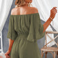 Off-Shoulder Smocked Waist Flounce Sleeve Romper