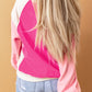 Round Neck Dropped Shoulder Color Block Sweatshirt