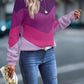 Color Block Round Neck Dropped Shoulder Sweater