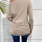 Ruched Single Shoulder Long Sleeve T-Shirt