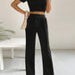 Drawstring Mock Neck Top and High Waist Pants Set