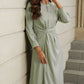 Tie-Waist Round Neck Long Sleeve Dress