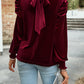 Mock Neck Puff Sleeve Blouse