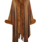 Color Block Fringe Detail Poncho