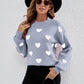 Heart Round Neck Dropped Shoulder Sweater