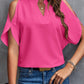 Notched Cold Shoulder Blouse