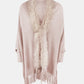 Fringe Open Front Long Sleeve Poncho