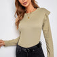 Ruffled Round Neck Long Sleeve T-Shirt