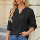 Notched Three-Quarter Sleeve T-Shirt