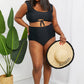 Marina West Swim Sanibel Crop Swim Top and Ruched Bottoms Set in Black