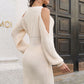 Ribbed Cold Shoulder Long Sleeve Sweater Dress