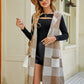 Plaid Lapel Collar Sleeveless Cardigan