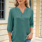 Notched Three-Quarter Sleeve T-Shirt