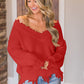 Frayed Hem Dropped Shoulder Sweater