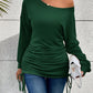 Ruched Single Shoulder Long Sleeve T-Shirt