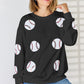 Sequin Ball Round Neck Dropped Shoulder Sweatshirt