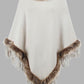 Faux Fur Trim Fringed Poncho