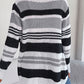 Striped Open Front Long Sleeve Cardigan