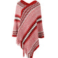 Fringe Hem Striped Cape Sleeve Poncho