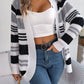 Striped Open Front Long Sleeve Cardigan