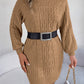 Cable-Knit Round Neck Sweater Dress