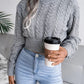 Cable-Knit Round Neck Cropped Sweater