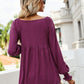 V-Neck Lantern Sleeve Blouse