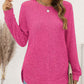 Ribbed Round Neck Long Sleeve T-Shirt