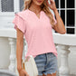 Eyelet Notched Short Sleeve T-Shirt