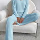 Ribbed V-Neck Long Sleeve Top and Pants Set