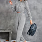 Ruched Raglan Sleeve Hoodie and Joggers Set