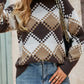 Plaid Round Neck Dropper Shoulder Sweater