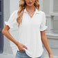 Eyelet Johnny Collar Short Sleeve Blouse