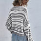 Striped Round Neck Dropped Shoulder Sweater