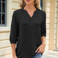 Notched Three-Quarter Sleeve T-Shirt