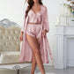 Satin V-Neck Cami, Shorts, and Belted Robe Pajama Set