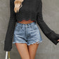 Round Neck Long Sleeve Cropped Sweater