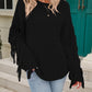 Fringe Round Neck Dropped Shoulder Sweater