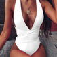 Halter Neck Deep V Tied One-Piece Swimsuit