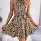 Halter Neck Printed Tie Waist Sleeveless Mini Dress