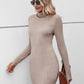 Textured Cutout Mock Neck Wrap Dress