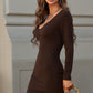 Long Sleeve V-Neck Bodycon Dress